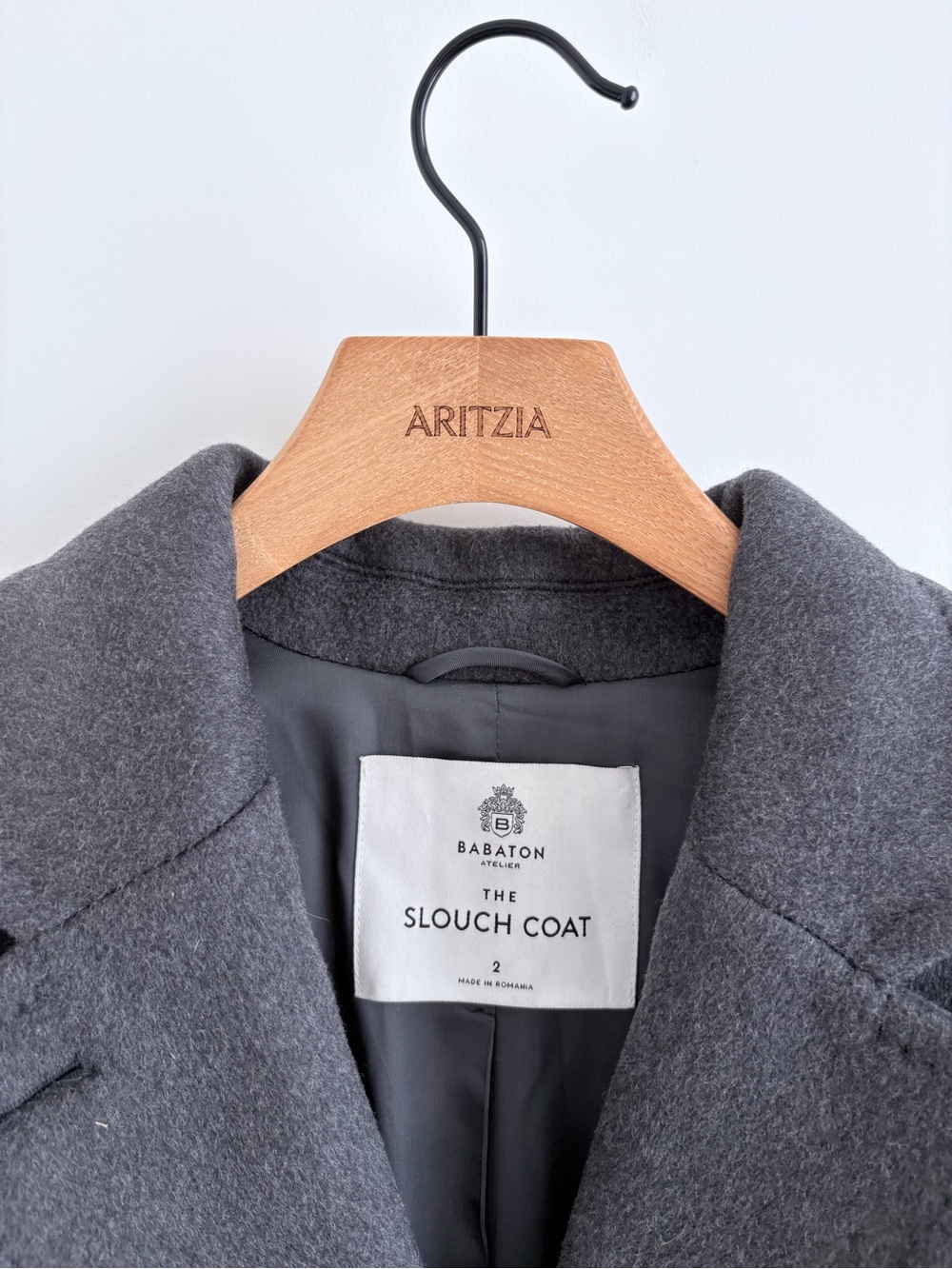 Babaton Slouch Coat - 100% Wool Cashmere in Charcoal Gray